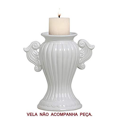 Castiçal Romano Peq Ceramicas Pegorin Off White Pequeno