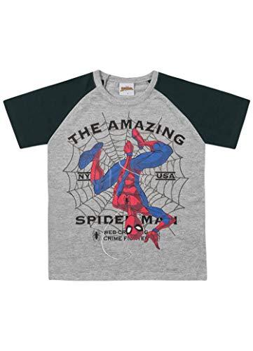 Camiseta Meia Malha Spider-Man, Fakini, Meninos, Mescla/Asfalto, 10