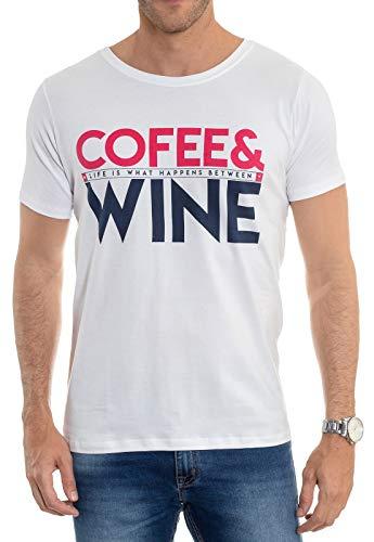 Camiseta Cofee & Wine, Red Feather, Masculino, Branco, M