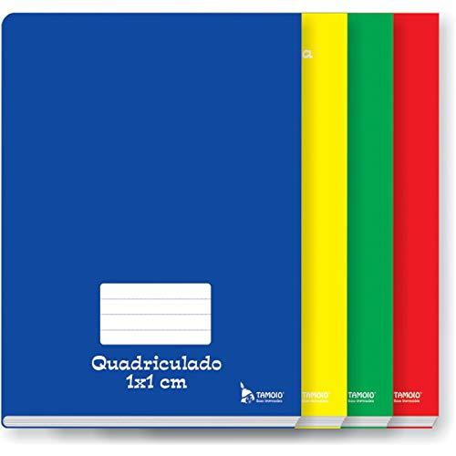 Caderno Quadriculado Universitário, Tamoio 2551, Pacote com 5 Cadernos, Capas Sortidas