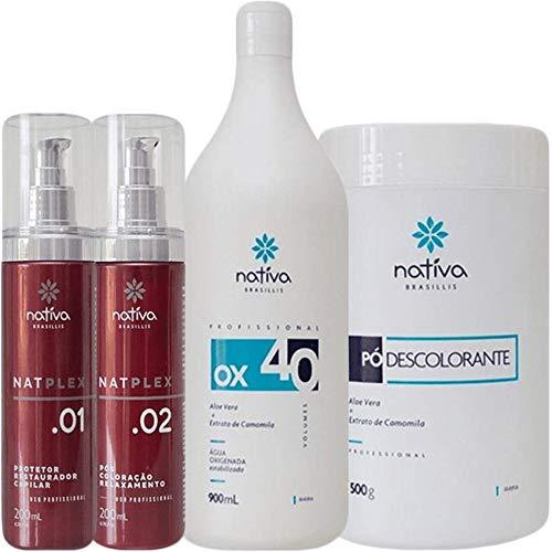Kit OX 40 Vol + Pó Descolorante + Natplex 01 e 02 Nativa