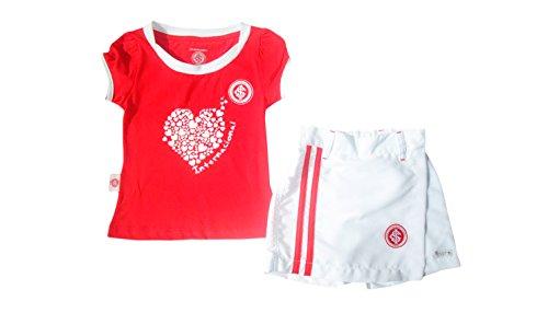 Conjunto camiseta e shorts-saia Internacional, Rêve D'or Sport, Meninas, Vermelho/Branco, 2
