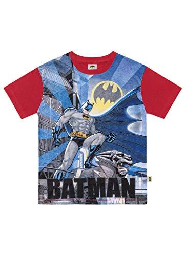 Camiseta Meia Malha Batman Camiseta, Fakini, Meninos, Vermelho, 6