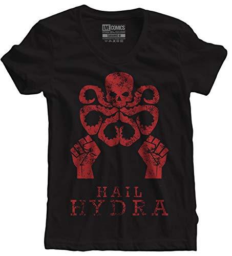 Camiseta feminina Hydra Capitão América preta Live Comics tamanho:GG;cor:Preto