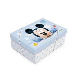 Caixa Para Presente Retangular com Tampa Cromus Embalagens na Estampa Mickey Baby com Fechamento em Elástico 35x25x11 cm com 10 Unidades