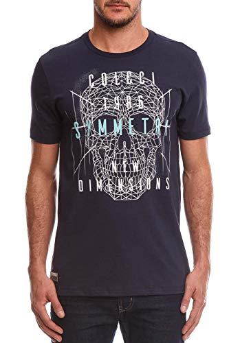 Camiseta Caveira Geométrica, Colcci, Masculino, Azul Life, XGG
