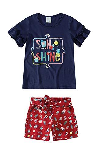 Conjunto Camiseta e Bermuda Sunshine, Malwee Kids, Meninas, Azul, 2
