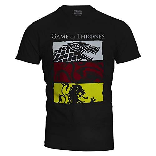 Camiseta masculina Game of Thrones Stark Lennister Targaryen preta Live Comics tamanho:P;cor:Preto