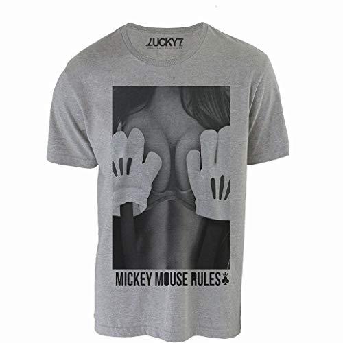Camiseta Eleven Brand Cinza P Masculina - Mickey Mouse Rules