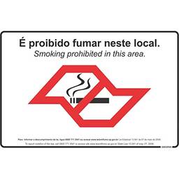 Placa De Sinalizacao Proibido Fumar 20x30cm. - Pacote com 5 Grespan, Multicor