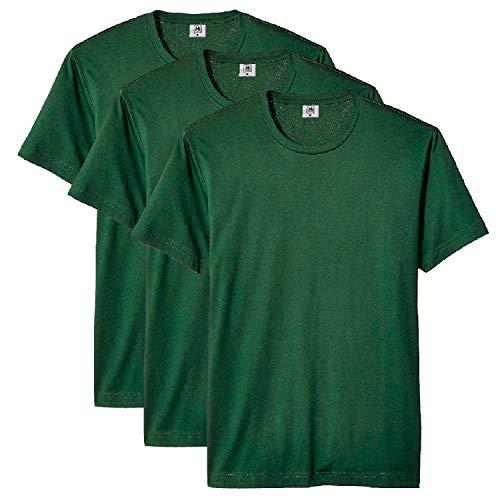 Kit com 3 Camisetas Masculina Básica Algodão Premium (Verde, G)