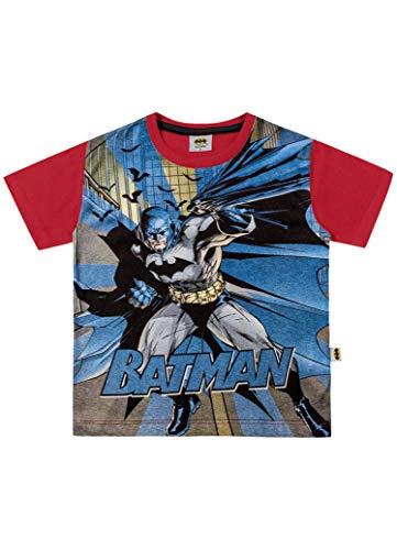 Camiseta Meia Malha do Batman, Fakini, Meninos, Vermelho, 1