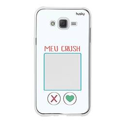 Capa Personalizada Meu Crush, Husky para Galaxy J7 Neo, Capa Protetora para Celular, Branco