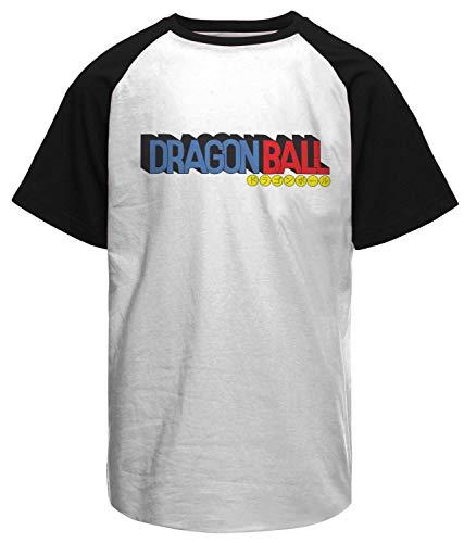 Camiseta masculina Dragon Ball Logo raglan branca e preta Live Comics cor:Branco;tamanho:GG