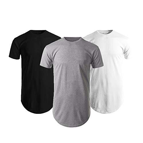 Kit Com 3 Camisas Blusas Masculinas Long line Oversize Swag (GG)