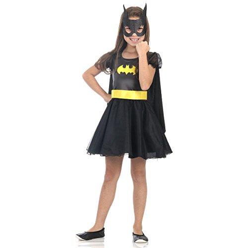 Fantasia Bat Girl- Princesa Infantil 922107-G, Preto, Sulamericana Fantasias