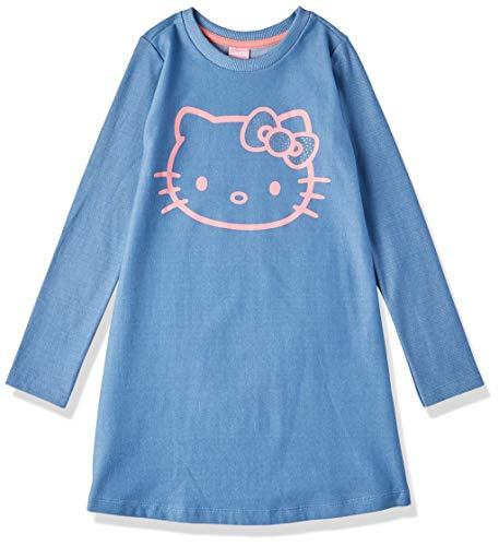 Vestido Infantil Manga Longa, Hello Kitty, Meninas, Azul, 4