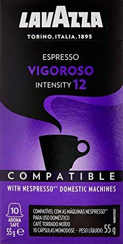Cápsulas de Café Espresso Vigoroso Lavazza, Compatíveis com Nespresso, Contém 10 Cápsulas
