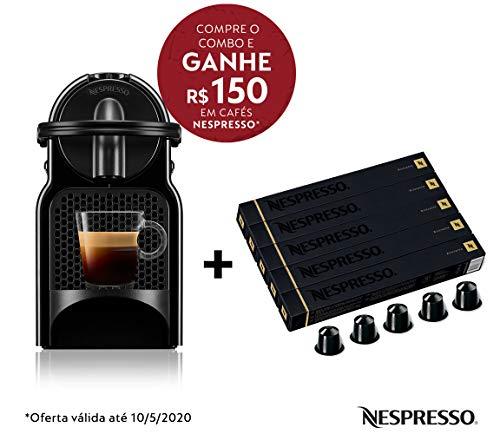 Cafeteira Nespresso Inissia Preta 110V e Seleção Ristretto 50 cápsulas de café