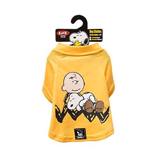 Camiseta Snoopy Charlie Zooz Pets para Cães Sleep Amarela - Tamanho PP