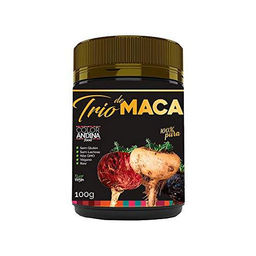 Trio de Maca Peruana (Preta, Vermelha e Amarela) Color Andina Food, 1 pote de 100g