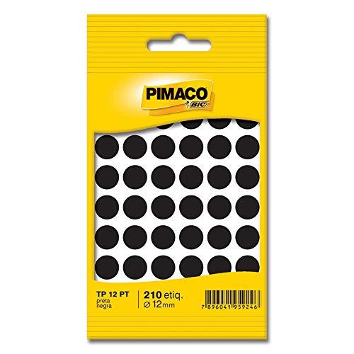 Etiqueta adesiva p/ codificação 12mm preta TP12PT Pimaco, BIC, 886599, Preta, pacote de 5