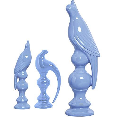 Trio De Passaros Exoticos Ceramicas Pegorin Azul Frozem