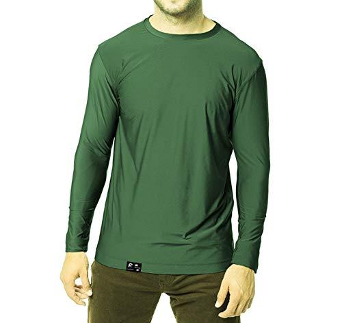 Camiseta UV Protection Masculina UV50+ Tecido Ice Dry Fit Secagem Rápida P Verde Escuro