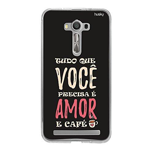 Capa Personalizada Amor e Café, Husky para Zenfone 2 Laser 5.5, Capa Protetora para Celular, Multicor