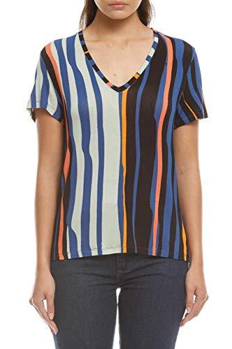 Camiseta Comfort, Forum, Feminino, Azul (Azul/preto/salmão/laranja), GG