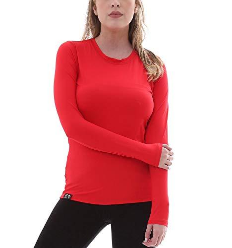 Camiseta UV Protection Feminina UV50+ Tecido Ice Dry Fit Secagem Rápida – GG Vermelha