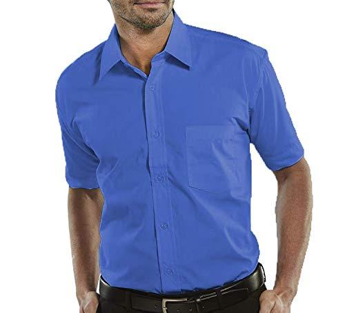 Camisa Social Manga Curta 100% Microfibra Masculina Azul
