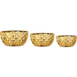 Kit Cachepot em Cerâmica - 3 Pçs Mart Dourado Mart Collection