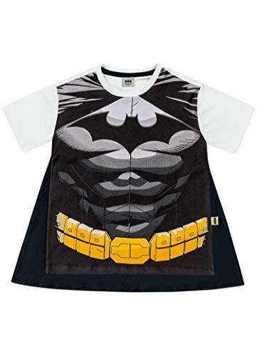 Camiseta com Capa Meia Malha Batman, Fakini, Meninos, Branco, 8