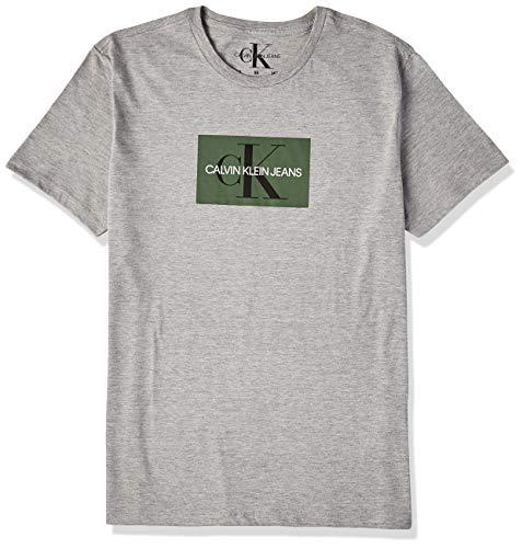 Calvin Klein Camiseta Manga Curta Retângulo, M, Cinza