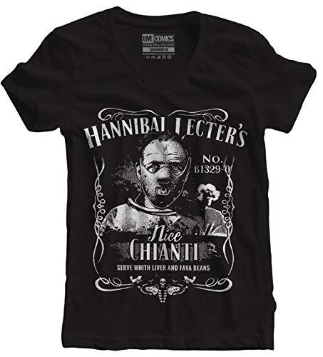 Camiseta feminina Hannibal Lecter Preta Live Comics tamanho:GG;cor:Preto