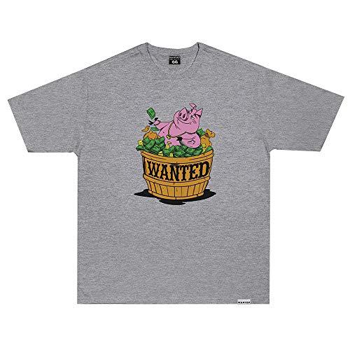 Camiseta Wanted - Pig Hustlin cinza Cor:Cinza;Tamanho:XG