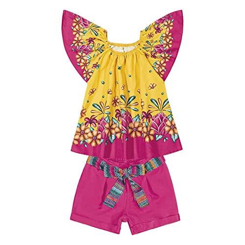Conjunto Blusa e Shorts Floral, Nanai, Meninas, Amarelo, 8