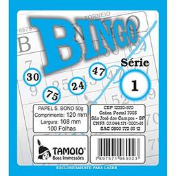 Bloco Para Bingo Azul 120x108mm 100 Folhas Tamoio, Multicor, pacote de 15