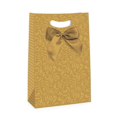 Caixa Para Presente Flex Cromus Embalagens na Estampa Decorada Ouro com Fechamento em Cetim 26x11x40 cm com 10 Unidades