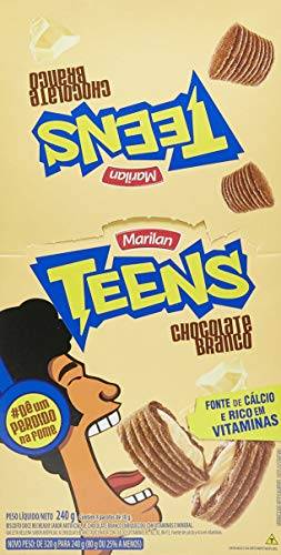 Biscoito Teens Chocolate Branco Marilan Caixa com 8 Unidades de 30g