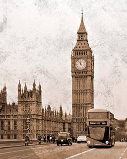 Tela Decorativa Vintage Londres Torre Big Bem 40x50cm, Decore Pronto, Multicor, Médio