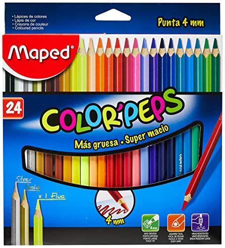 Lápis de Cor, Maped, Color Peps, 4mm, 24 Cores