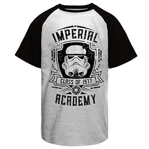 Camiseta masculina Star Wars Storm Trooper Imperial Academy Raglan tamanho:G;cor:branco