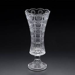 Vaso De Cristal De Chumbo C/pé Starry 14x33, 5cm Wolff Transparente