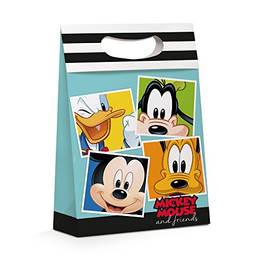 Caixa Para Presente Plus Cromus Embalagens na Estampa Mickey Friendship com Aba de Fechamento e Alça 22x9x32 cm com 10 Unidades