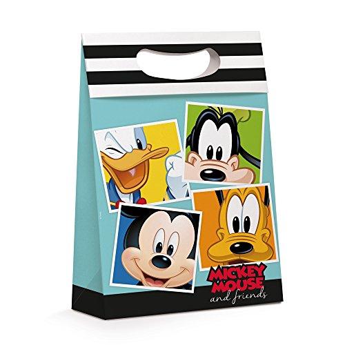 Caixa Para Presente Plus Cromus Embalagens na Estampa Mickey Friendship com Aba de Fechamento e Alça 26x11x40 cm com 10 Unidades