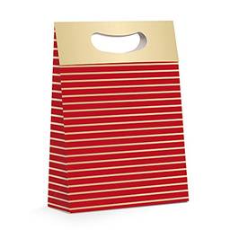 Caixa Para Presente Plus Cromus Embalagens na Estampa Classic Red com Aba de Fechamento e Alça 26x11x40 cm com 10 Unidades