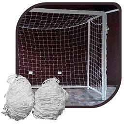 Par de rede para trave de gol futsal caixote fio 6mm nylon branca futebol de salão