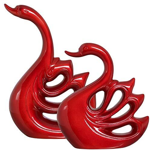 Casal De Cisnes Ceramicas Pegorin Vermelho